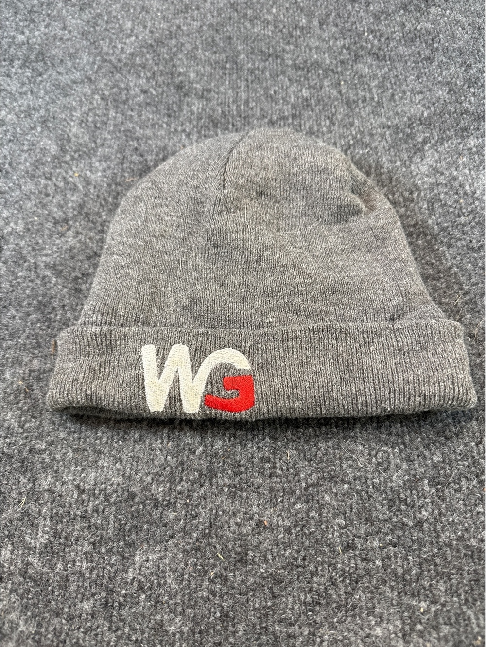 Port & Company Gray Knit Beanie Hat WG Embroidered Logo Cuffed Winter Cap